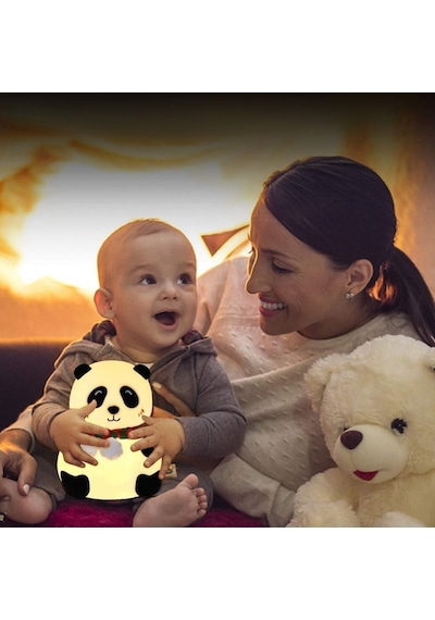 5 Farklı Renk Modlu Panda Figürlü Pofuduk Led Gece Lambası Yumuşak Dokulu Çocuk Odası Ve Dekoratif Şarjlı Ortam Işığı Diğer