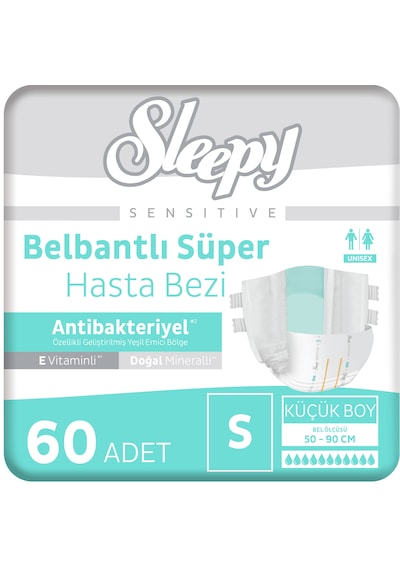 Sleepy Sensitive Antibakteriyel Süper Yetişkin Hasta Bezi Small 30x2 60 Adet S