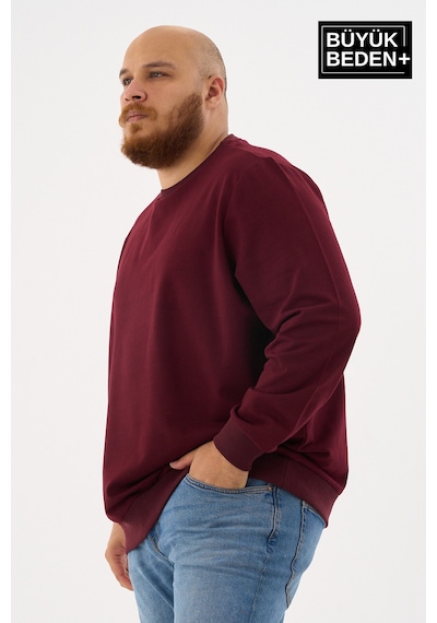 Superlife Erkek Büyük Beden Bisiklet Yaka İnce Sweatshirt Regular Fit %64 Pamuklu Spr26bsw956 Bordo
