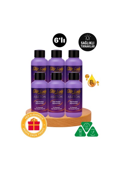 Elite Lady E Vitaminli Tırnak Güçlendirici Aseton 6 x 200 ML