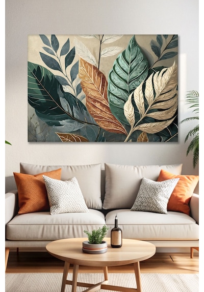 Büyük Yapraklar Kanvas Tablo - Modern Duvar Tablosu - Canvas Tablo - Duvar Dekorasyonu - Duvar Süsü