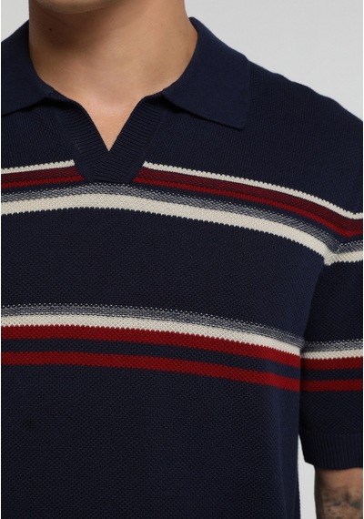 Colin's Colins Regular Fit Polo Yaka Jakarlı Erkek Lacivert Kısa Kol Kazak Cl1080893 Q1.v2 Nav