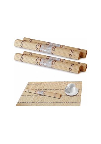 4'lü Bambu Amerikan Servis Ve Suşi Sarma Hasırı 30x38 Cm - Çok Amaçlı Makisu Çok Renkli