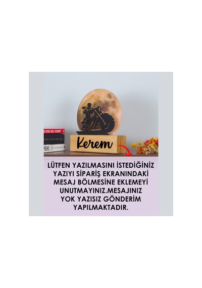 Işıklı Pleksi Dolunay Kişiselleştirilebilir Dekoratif Biblo Zora Motor Anahtar Askılığı Sarı - 740323855 Sarı