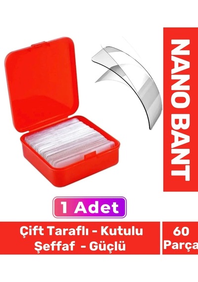 Süper Güçlü Kolay Çıkarılabilir Iz Bırakmayan Çift Taraflı Kutulu Nano Şeffaf 1 Kutu 60 Parça Bant