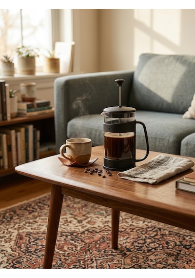 400 Ml French Press Borosilikat Cam Kahve Ve Bitki Çayı Demleme Filtresi - Siyah
