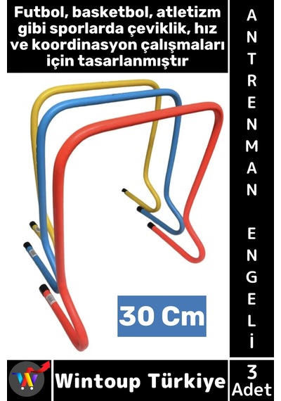 Antrenmanmalzemesi Futbol Basketbol Atletizm Fitness Hız Çeviklik Antrenman Engeli 30 Cm X 3 Adet Çok Renkli