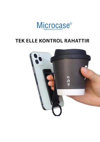 Microcase Telefonlar İçin Standlı Ve Askılıklı El Parmak Tutucu-al4939 Siyah