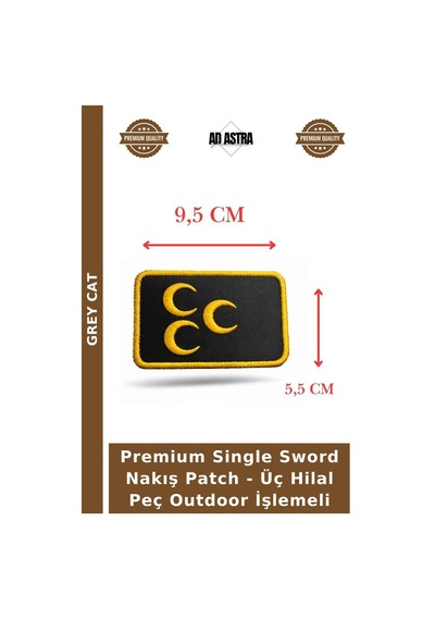 Premium Single Sword Nakış - Üç Hilal Peç Outdoor İşlemeli Çok Renkli