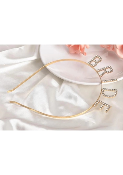 Mey İthalat Altın Gold Renk Bekarlığa Veda Kristal Taş Bride Tacı İthal 16x10 Cm