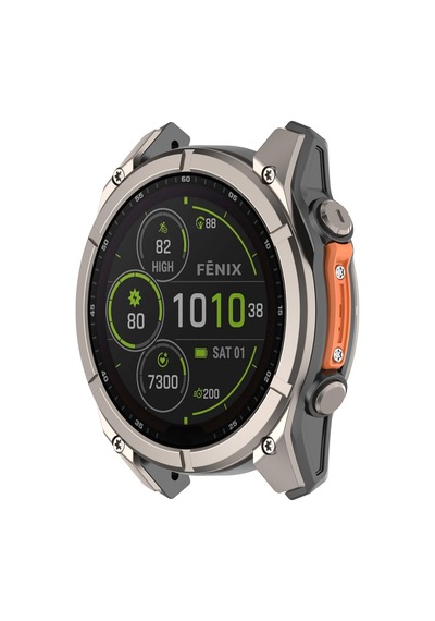 Caseonn Garmin Fenix 8 Pro 47 Mm, Amoled Montaj Setli Yan Kasa Koruyucu Metal Bumper Turuncu
