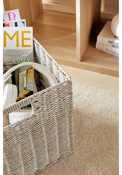 Ocean Home Textile Yıkanabilir Gri Pp Rattan Sepet 33 X 33 X 33 Cm