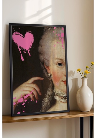 Marie Antoinette Çerçeveli Tablo Modern Dokunuşlu Klasik Sanat Kadınlara Özel Hediye Altered Art