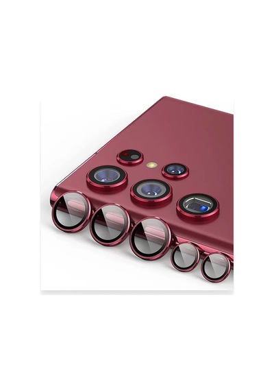 Samsung  Galaxy Uyumlu   S23 Ultra Valdez Metal Kamera Lens - Kırmızı