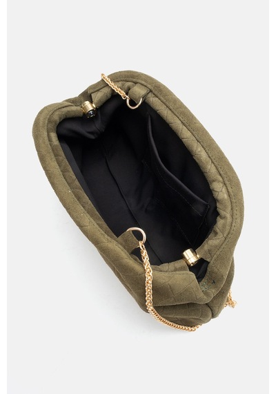 Dericlub Althea Kadın Örgü Desenli Clutch El Çantası Gerçek Süet Deri Yeşil