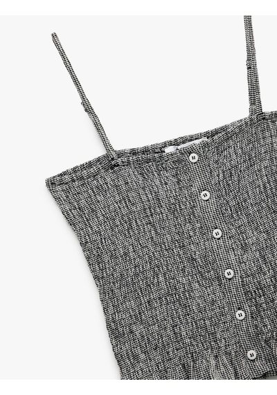 Koton Düğme Detaylı İp Askılı Bürümcük Slim Fit Crop Bluz Siyah Ekose 5sal30304ık Siyah Ekoseli Koton Düğme Detaylı İp Askılı Bürümcük Slim Fit Crop Bluz Siyah Ekose 5sal30304ık Siyah Ekoseli