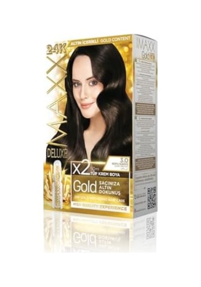 Serisi 24k Altın Parçacıklı Serum İle 1 Kutu 2 X 50 Ml Ve Geliştiriciler Saç Boyası Koyu Kahve 3.0
