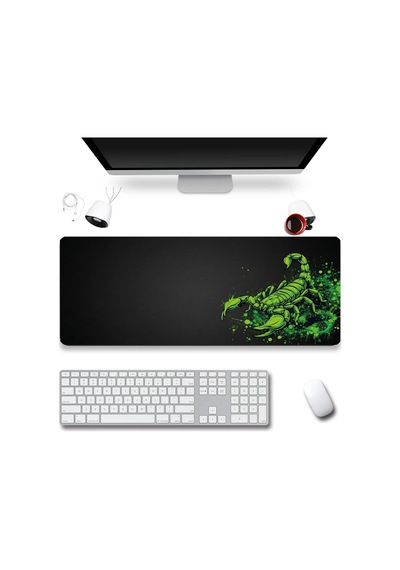 Sonictouch Neon Yeşili Akrep Kusursuz Hassasiyet Dikişsiz Xxl Gamer Oyuncu Klavye Mouse Pad 40x90cm Mousepad
