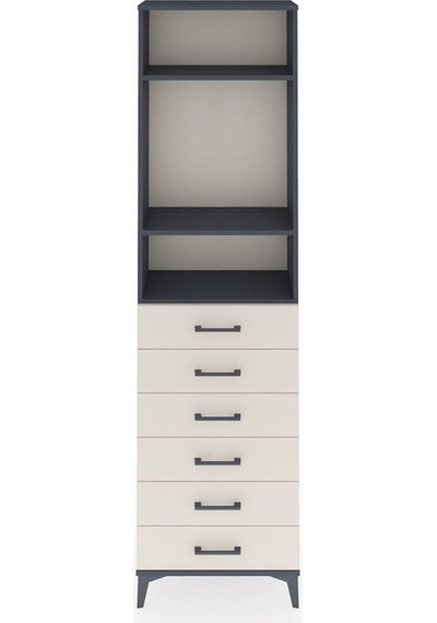Arges Dolap 3 Raflı 6 Çekmeceli 60x30x221 Antrasit-aytaşı Antrasit