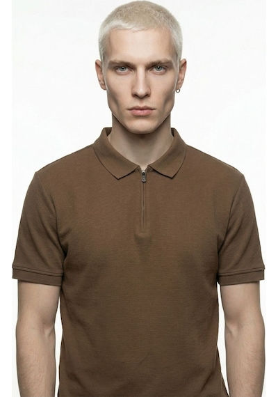 Regular Fit Erkek Tshirt K.kol Kahverengi