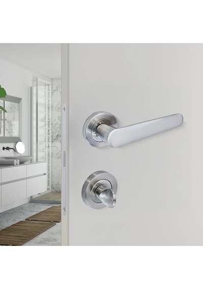 Sese Ada Modeli Rozetli Wc Kapı Kolu Inox Renk 200-204r-02-53