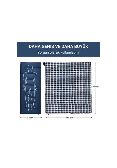 Kingcamp Snowflake 400 Ultra -15 C Uyku Tulumu Navy Sağ F. Mavi