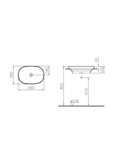 VitrA Frame Tezgah Üstü Oval Lavabo 56 CM Beyaz 5652B403-0016