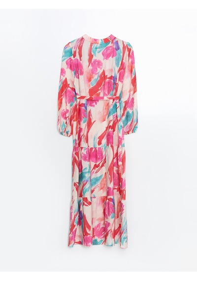 Lcw Modest Pembe Hakim Yaka Desenli Elbise