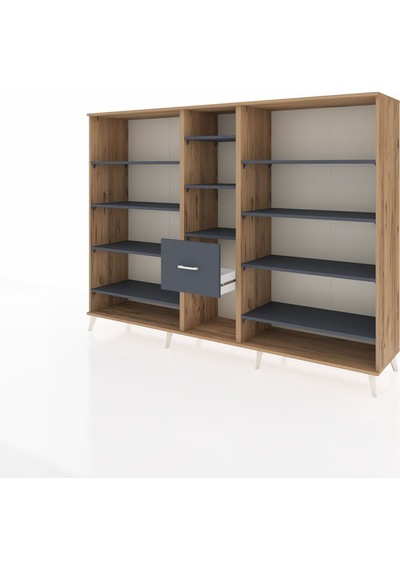 Hyperion Dolap 11 Raflı 3 Çekmeceli 220x44x163 Çam-antrasit Çam-antrasit Hyperion Dolap 11 Raflı 3 Çekmeceli 220x44x163 Çam-antrasit Çam-antrasit