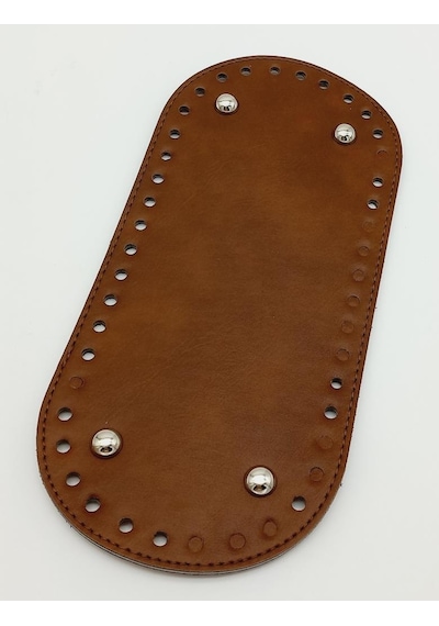 Angel Çanta Aksesuar Suni Deri Taba Renk 25x12 Cm Oval Çanta Tabanı Gümüş Aparatlı