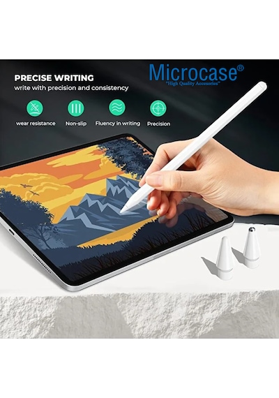 Microcase Apple Uyumlu Pencil 2 1 Nesil Pro Usb c İçin iPad mini air Dayanıklı 6 Yedek Uç Al5405 Beyaz