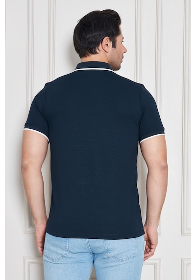 Erkek Jeuss Oysho Kumaş Fermuarlı Yakalı Petrol Mavi Tshirt Çoklu Renk
