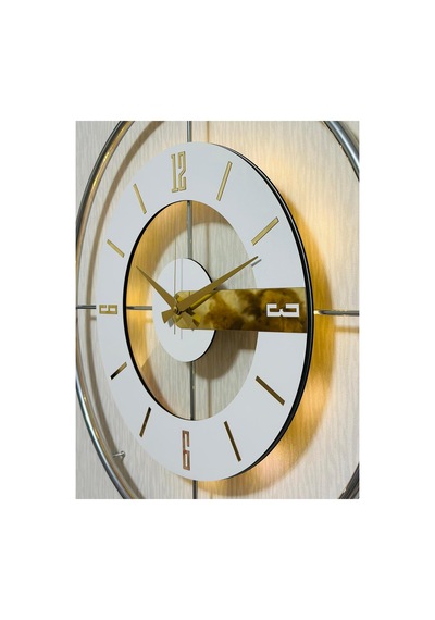 Pey Aksesuar Metal Camlı Duvar Saati Krom Toz Boya 60x80cm Büyük Boy Işıklı Gerçek Cam Duvar Saati Modern Tasarım M63-kromgrı-şeffaf-beyaz-gold