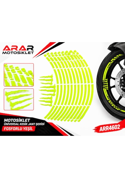 Motosiklet Üniversal Kesik Jant Şeridi Fosforlu Yeşil-arr4602 Neon Yeşil
