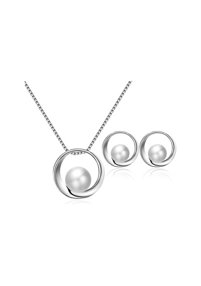 Pearl Inci Taşlı Silver Gümüş Kaplı Kolye Küpe Sade Şık 14 Şubat Sevgililer Günü Hediye Takı Seti