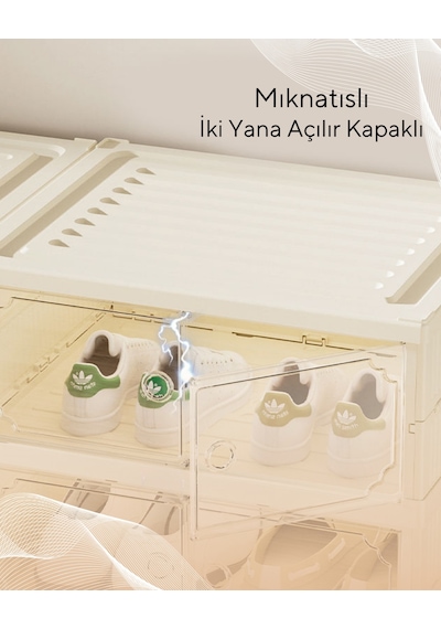 6 Raflı Çok Amaçlı, Geniş, Katlanabilir Dolap, Ayakkabılık Ve Raf Krem