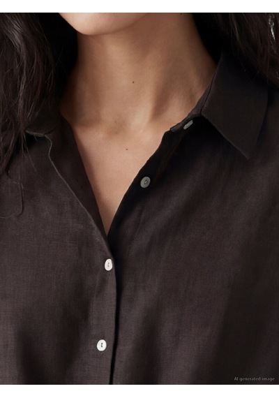 Lcw Vision Kahverengi Crop Keten Karışımlı Kadın Gömlek
