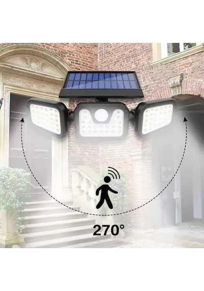 1725a 30watt Güneş Enerjili Hareket Sensörlü 74 Ledli 3 Modlu Solar Duvar Sokak Lambası 1