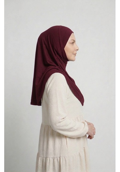 Alivascarf Pratik Hijab Sandy Şal - Hazır Türban Tesettür Eşarp Namazlık Namaz Örtüsü bordo