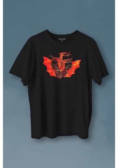 Dragon House Of Targaryen Aegon Ejder Alev Baskılı Tişört Unisex T-shirt 001