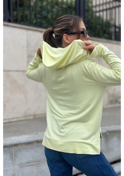 WeShaya Kadın Fıstık Yeşil Uzun Kol, Yırtmaç Detaylı, Arma Ve Yazı Detaylı, Kapüşonlu Sweatshirt Bluz Açık Sarı WeShaya Kadın Fıstık Yeşil Uzun Kol, Yırtmaç Detaylı, Arma Ve Yazı Detaylı, Kapüşonlu Sweatshirt Bluz Açık Sarı
