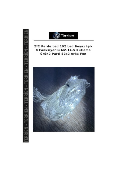 2 2 Perde Led 192 Led Beyaz Işık 8 Fonksiyonlu Mz-14-5 Kutlama Ürünü Parti Süsü Arka Fon