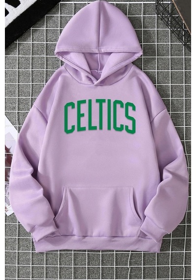 Uyguntarz Unisex Celtics Baskılı Sweatshirt Lila