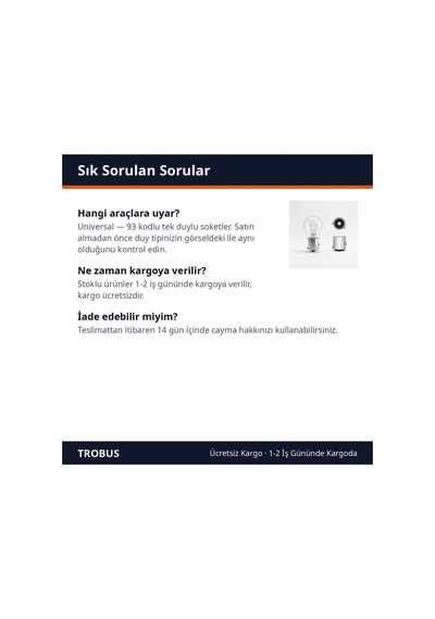 Trobus Oto Sinyal Ve Stop Ampulü 93 Kodlu Yakın Tırnak 12v 21w Tek Duylu