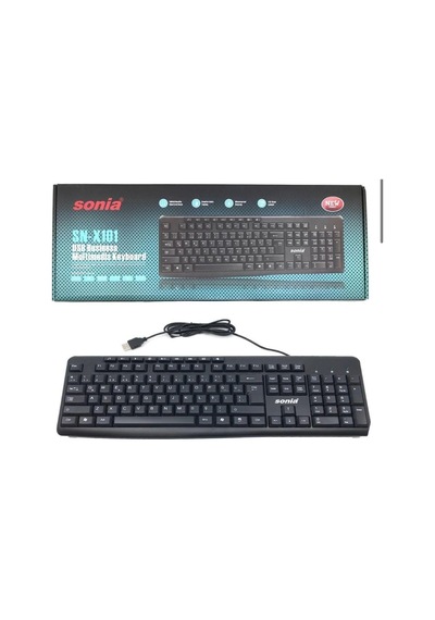 Sonia Sn-x101 Usb Multimedya Klavye, Siyah, Q Türkçe Düzen, Kablolu, Tam Boy