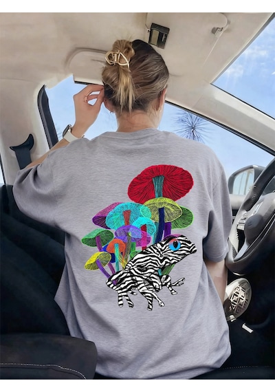 Noıssey Urban Pop Graphic Kadın Tişört Koleksiyonukod 5564 Gri