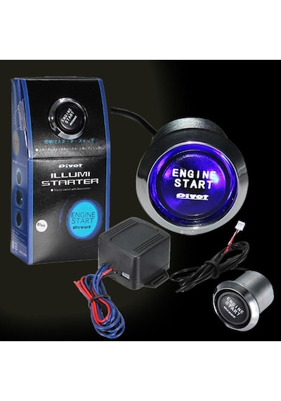 12v Araba Motoru Başlat Basmalı Düğme Anahtarı Ateşleme Marş Kiti Mavi Led Evrensel