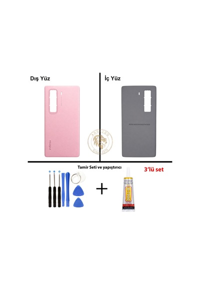 Infinix Hot 50 Pro Plus Pembe Uyumlu Arka Kapak + Yapıştırıcı Ve Vida Seti Arka Cam Lazer Kesim Diğer