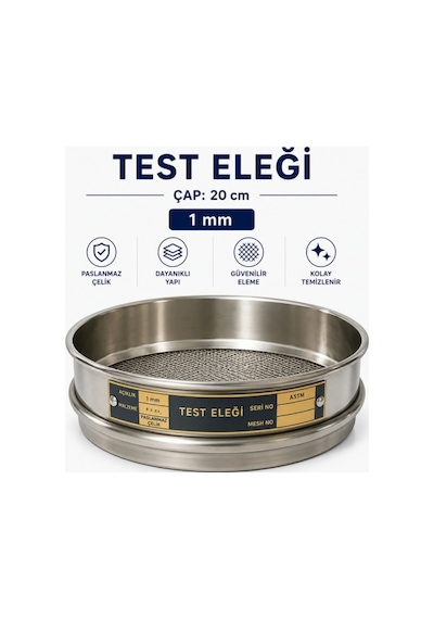 Test Eleği - Çap: 20 Cm 1 Mm Paslanmaz Çelik
