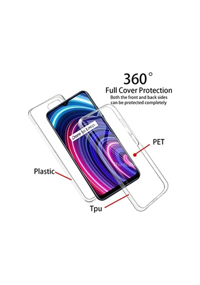 Teknomoda Oppo Realme C21Y Kılıf Şeffaf 360 Ön Arka Korumalı Silikon